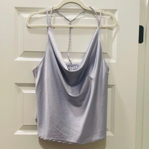 Sleek Grey Cowl Neck Tank Top